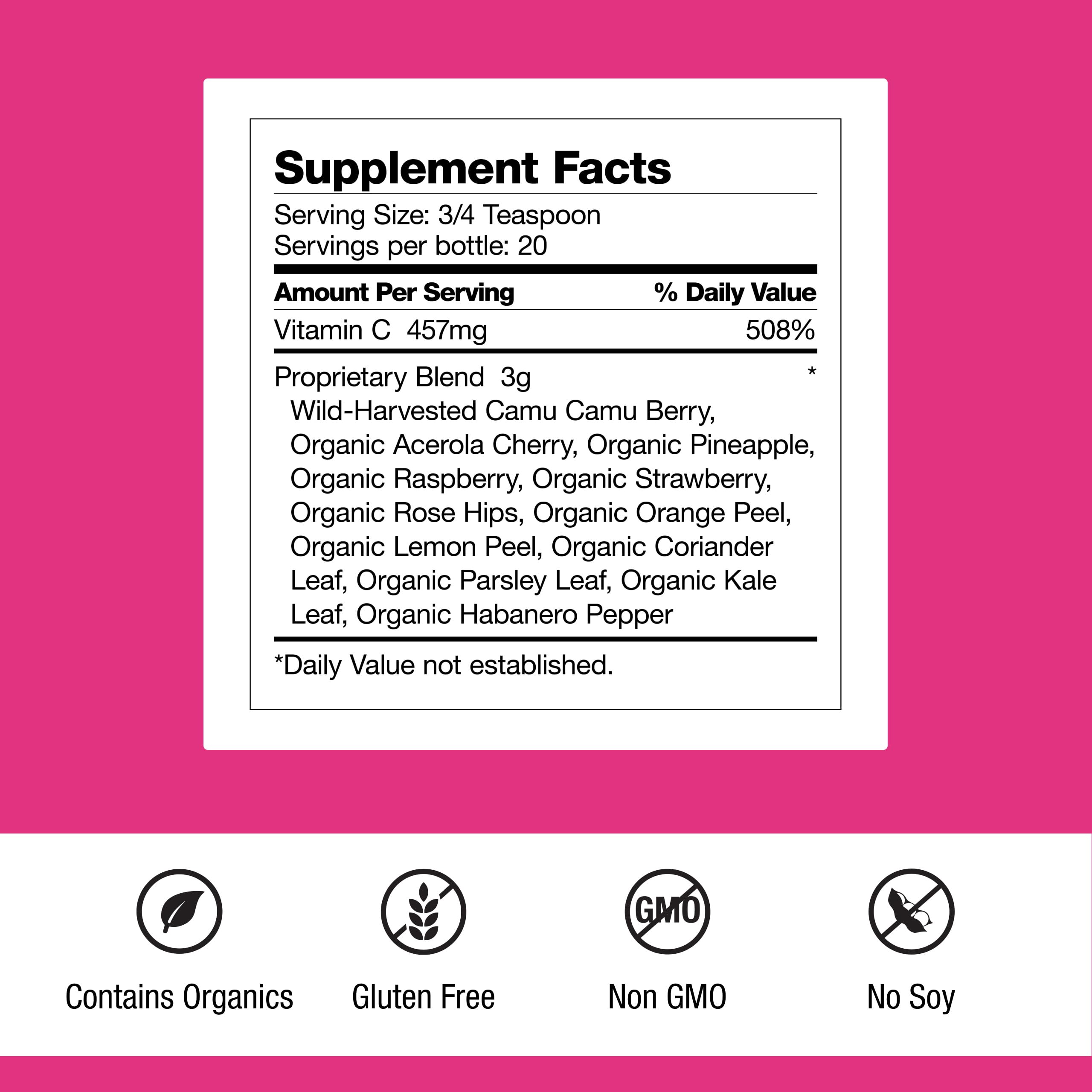 Etiqueta de Super-C Plus con información de vitamina C y beneficios.