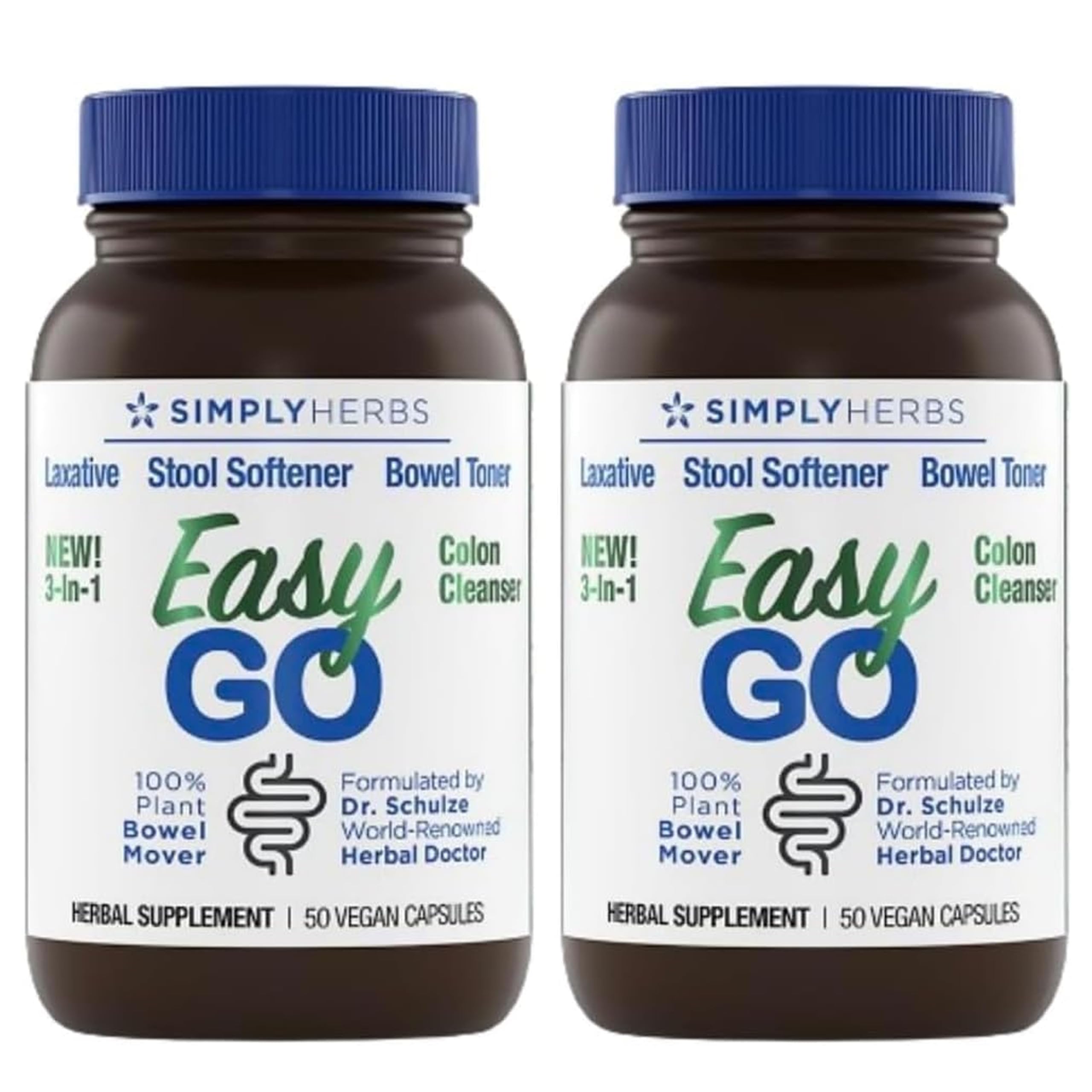 Dr. Schulze's Easy Go Bowel Mover: bote frontal para apoyo digestivo diario.