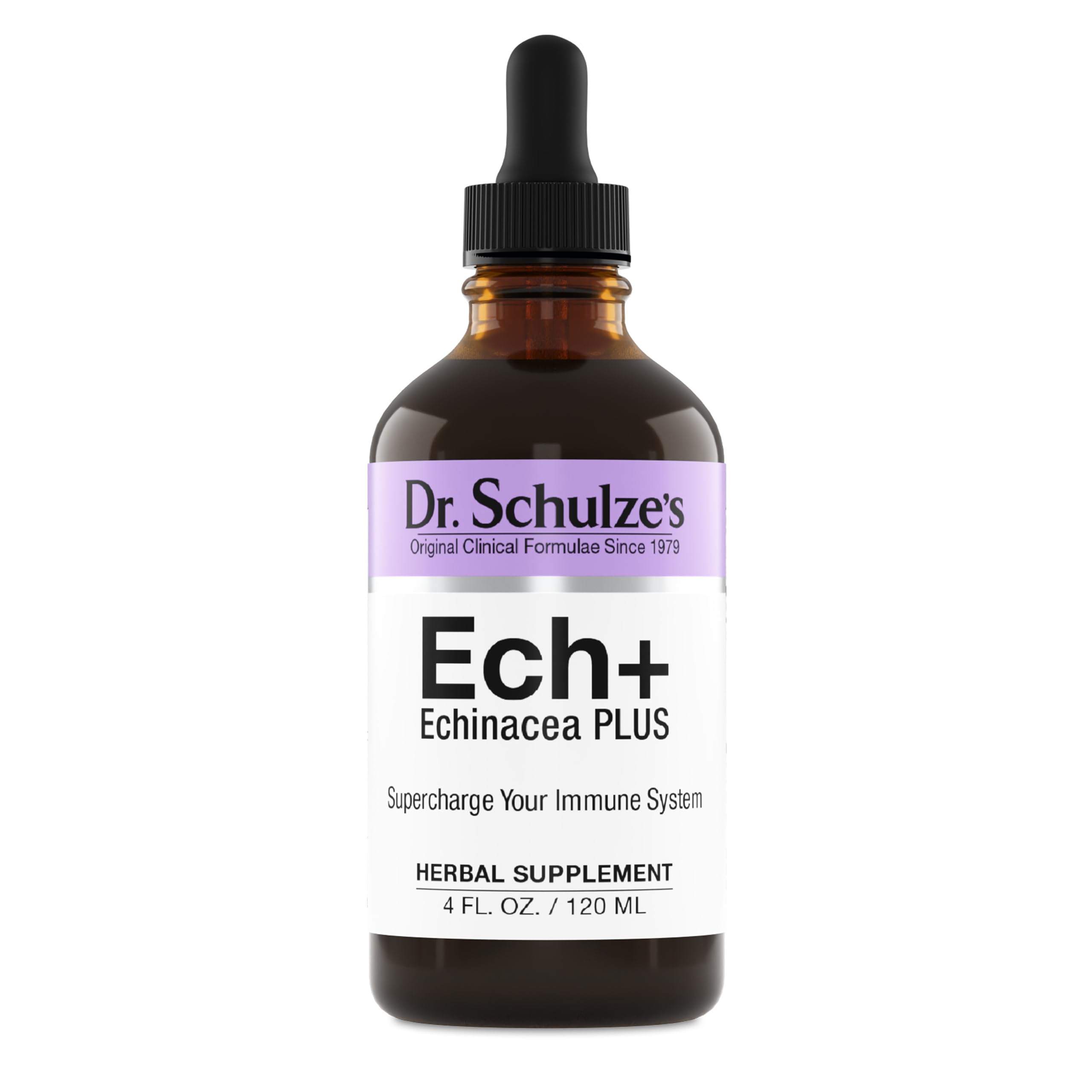 Dr. Schulze's Echinacea Plus, frasco visible, posible apoyo al sistema inmunitario durante cambios estacionales.