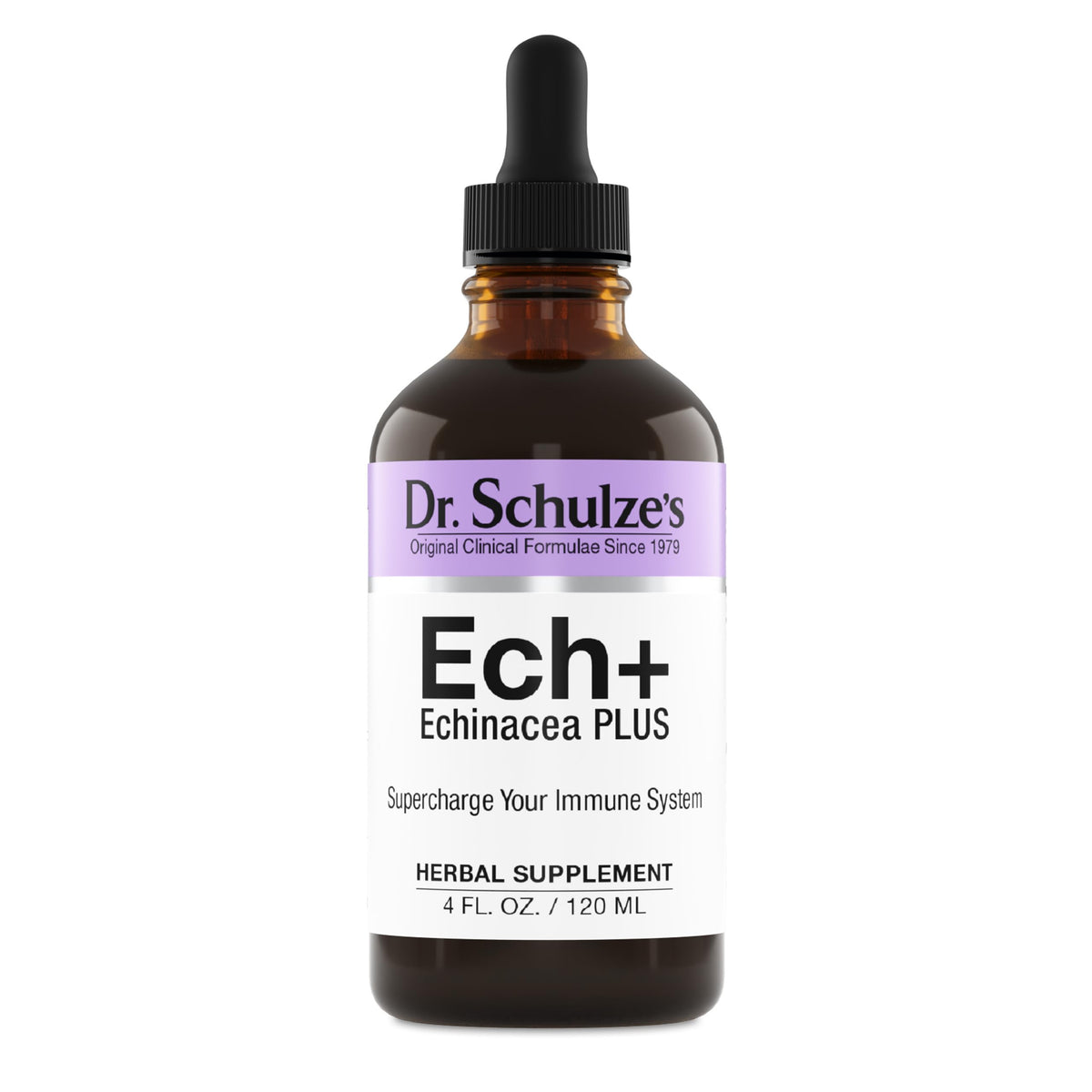 Dr. Schulze's Echinacea Plus, frasco visible, posible apoyo al sistema inmunitario durante cambios estacionales.