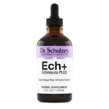 Dr. Schulze's Echinacea Plus, frasco visible, posible apoyo al sistema inmunitario durante cambios estacionales.