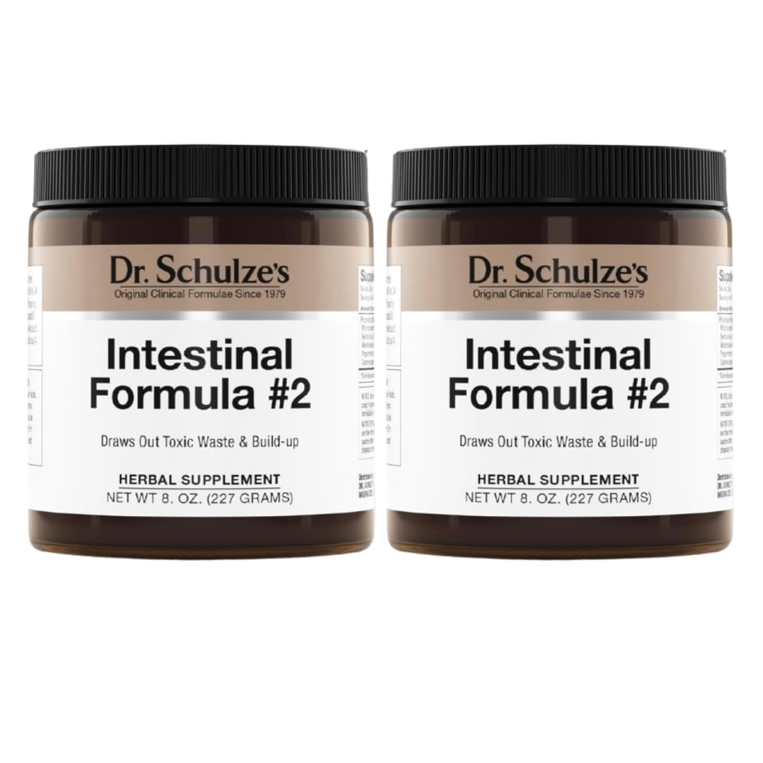 Frasco de Dr. Schulze's Intestinal Formula #2 mostrando el envase para uso diario.