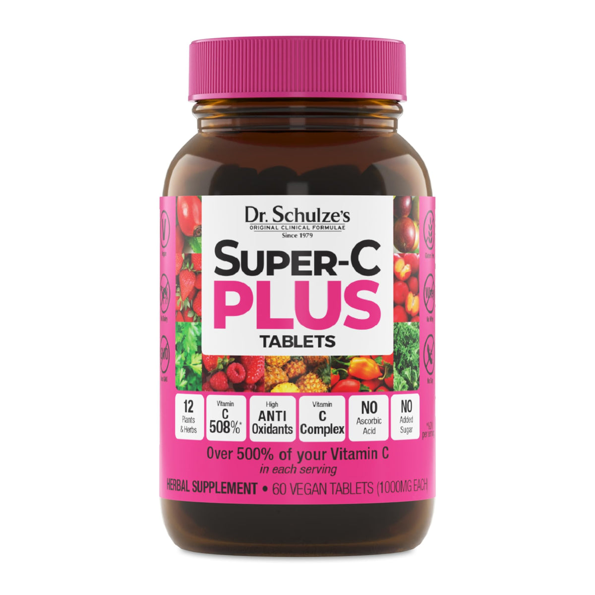 Dr. Schulze's Super-C Plus: envase de tabletas para apoyo diario.