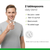 Dr. Schulze's SuperFood Plus: etiqueta sin gluten y sin lácteos, opción vegana.