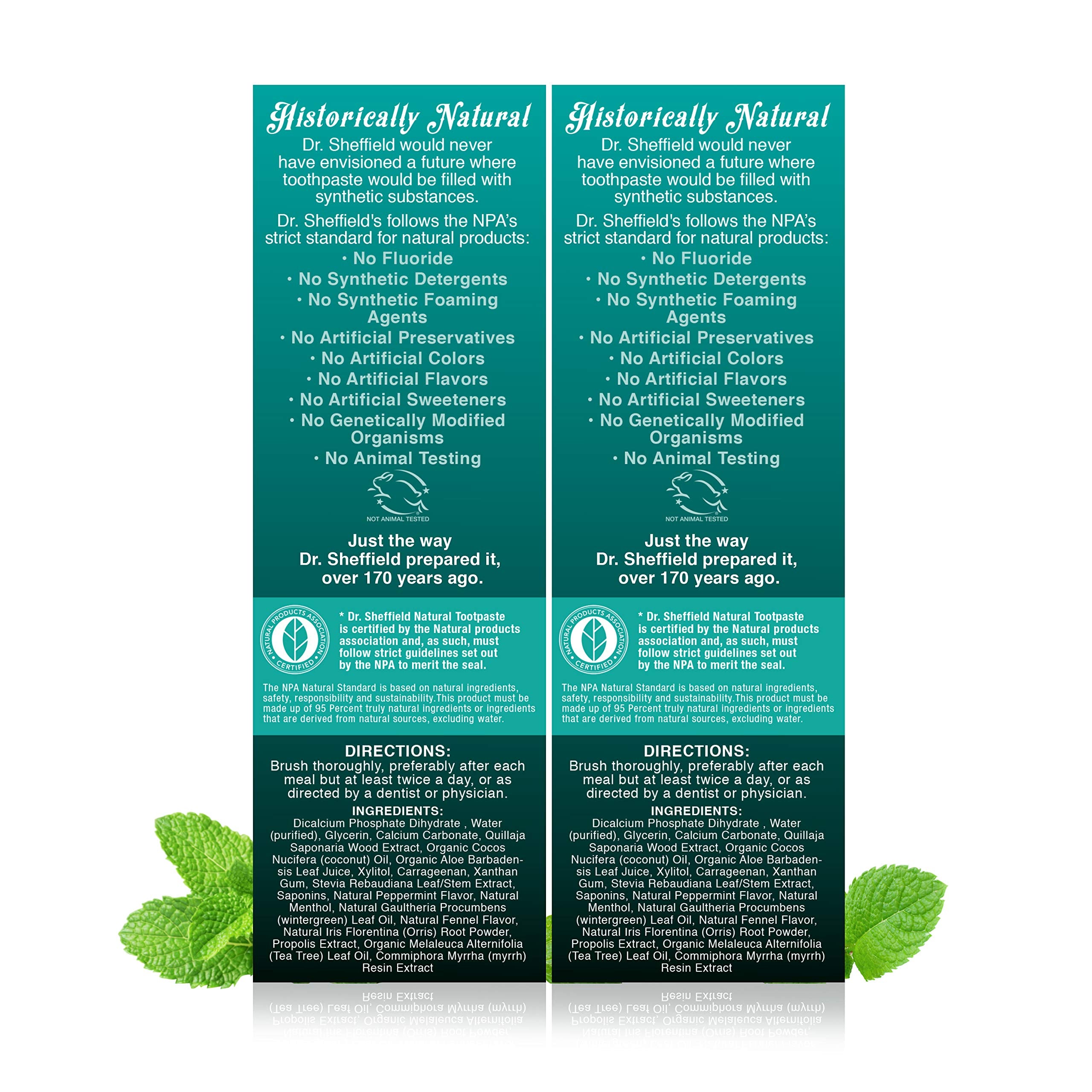Dr. Sheffield's envase 2-pack, solución conveniente para higiene bucal diaria.