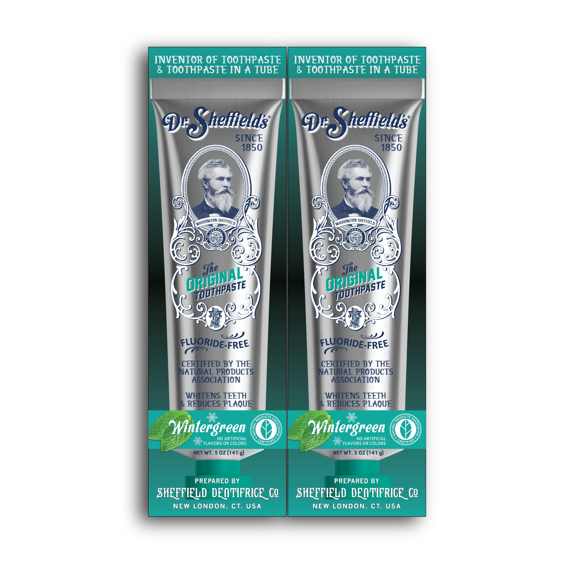 Dr. Sheffield's pasta dental natural Wintergreen, aliento fresco y sin fluoruro.