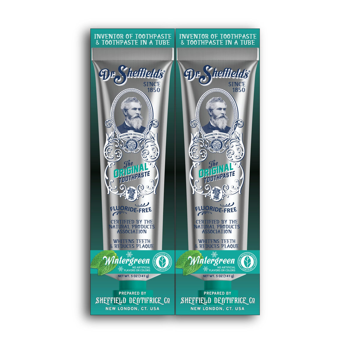 Dr. Sheffield's pasta dental natural Wintergreen, aliento fresco y sin fluoruro.