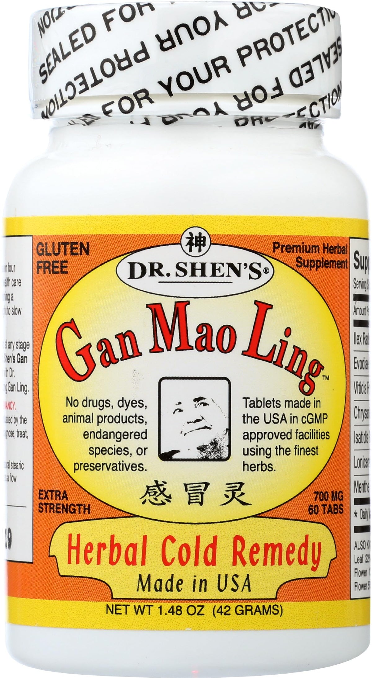 DR. SHEN'S Gan Mao Ling, botella de 60 tabletas lista para uso estacional