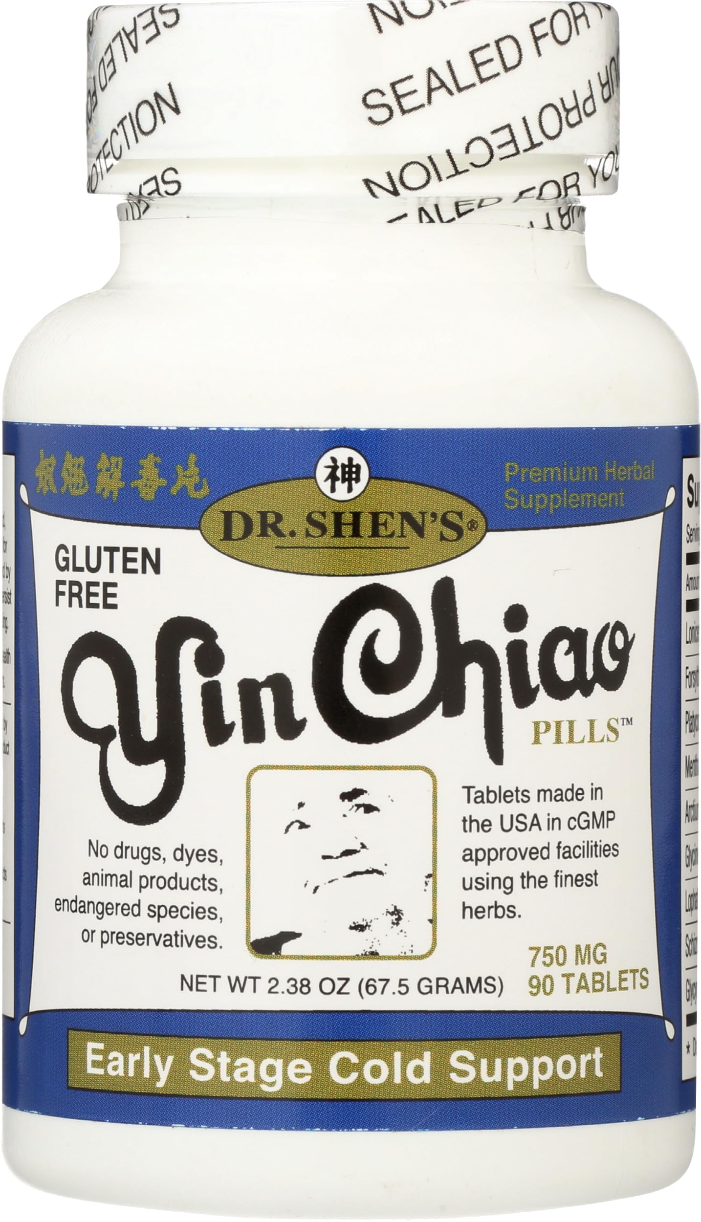 DR. SHEN'S Yin Chiao, bote 90 cápsulas, ideal para uso diario.
