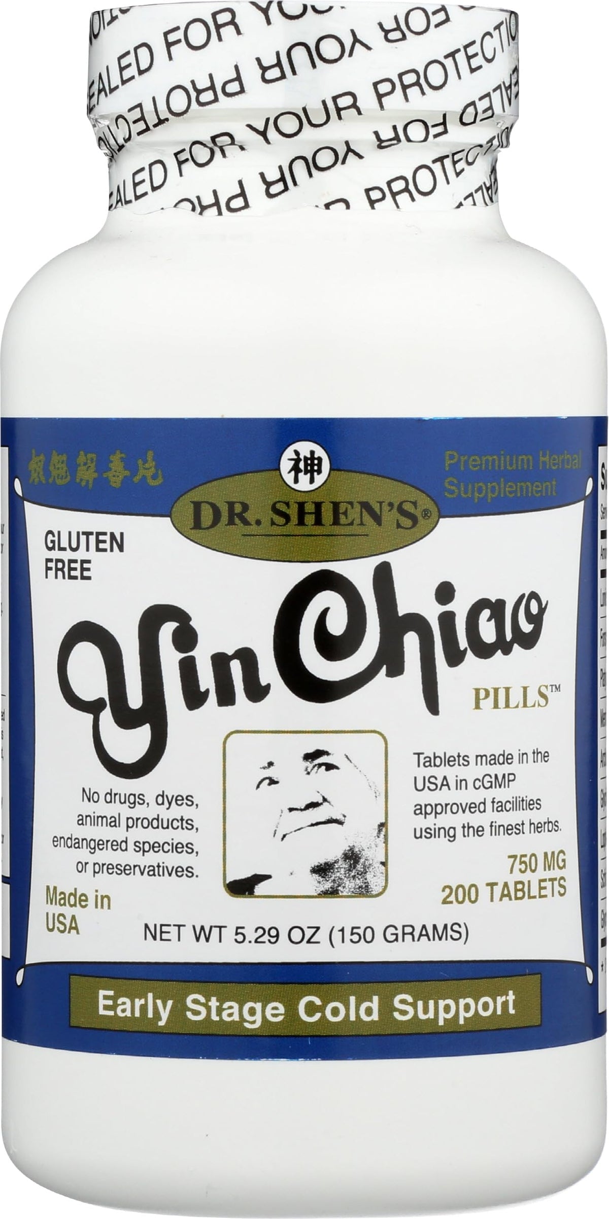 DR SHENS Yin Chiao, bote de cápsulas, posible apoyo al bienestar diario.