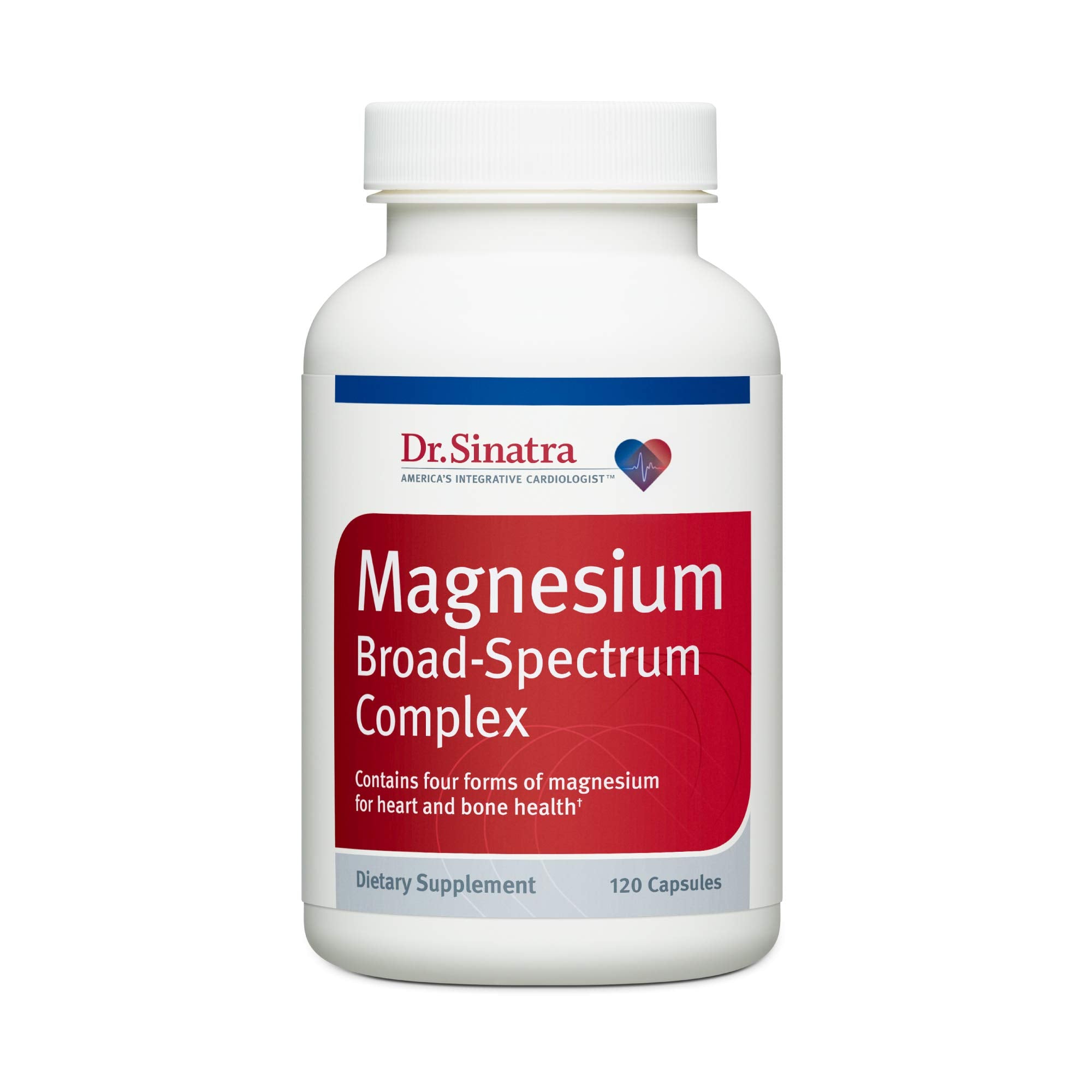 Dr. Sinatra Magnesio Broad-Spectrum en envase, posible apoyo cardiovascular