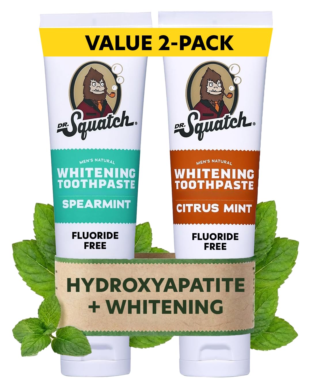 Dr. Squatch hidroxiapatita: pasta blanqueadora para uso diario día y noche.