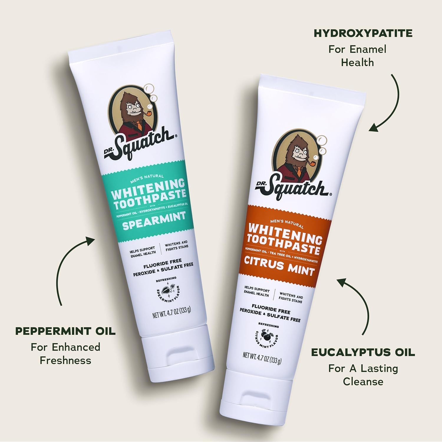 Dr. Squatch hidroxiapatita citrus-mint: pasta dental fresca para despertar la mañana.