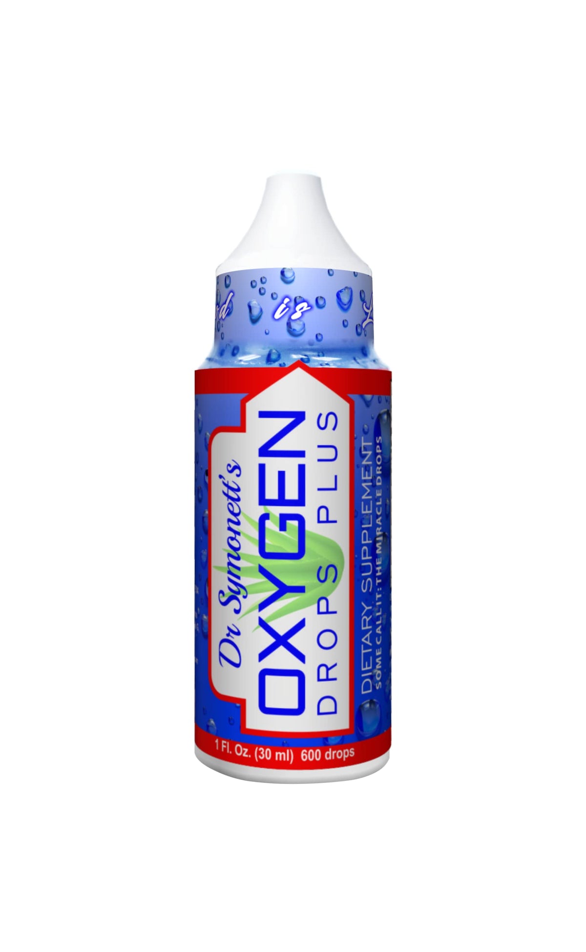 Dr. Symonett's Oxygen Drops Plus, botella, para apoyar la oxigenación celular durante el día.