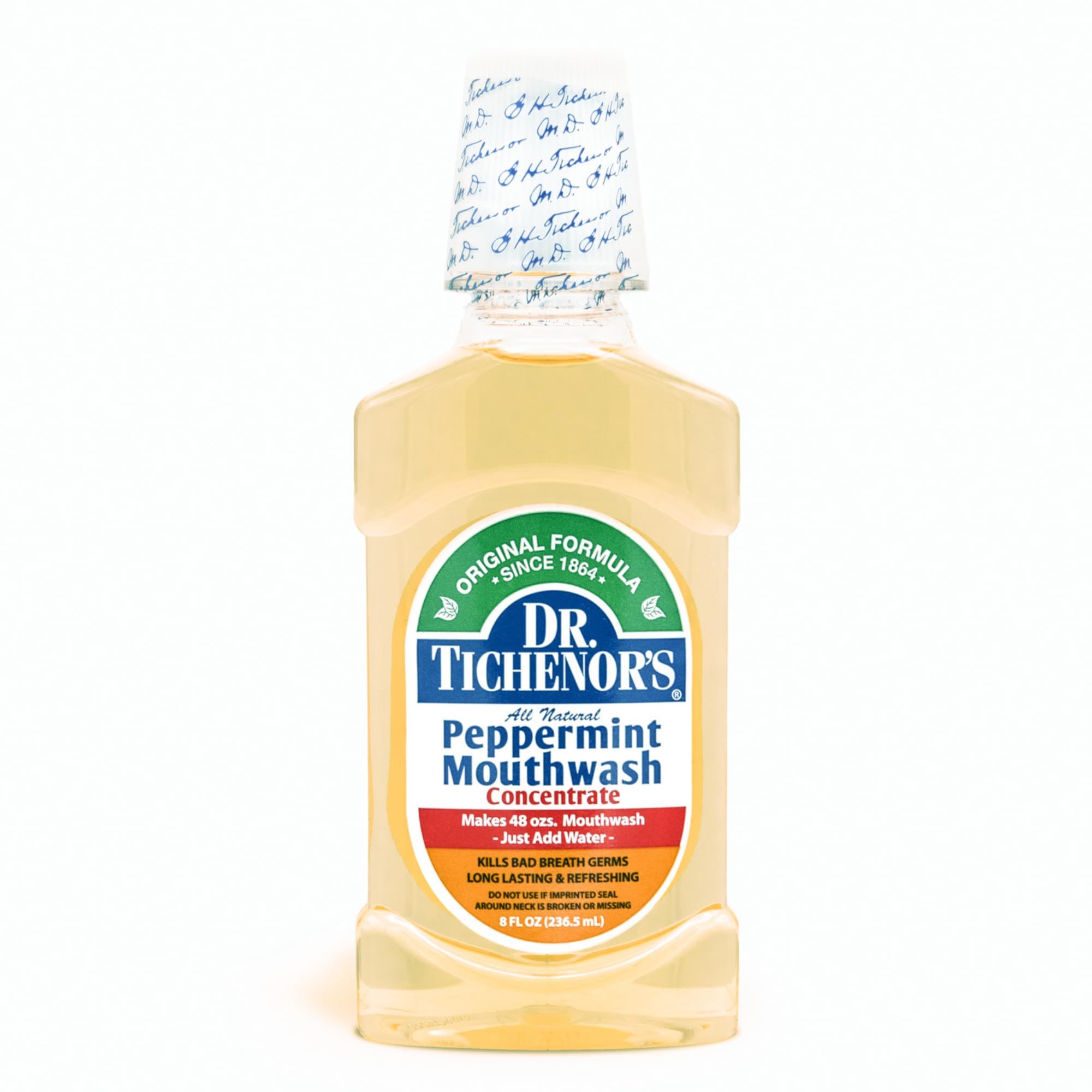 DR. TICHENOR'S frasco de 8 oz para enjuague bucal de menta.