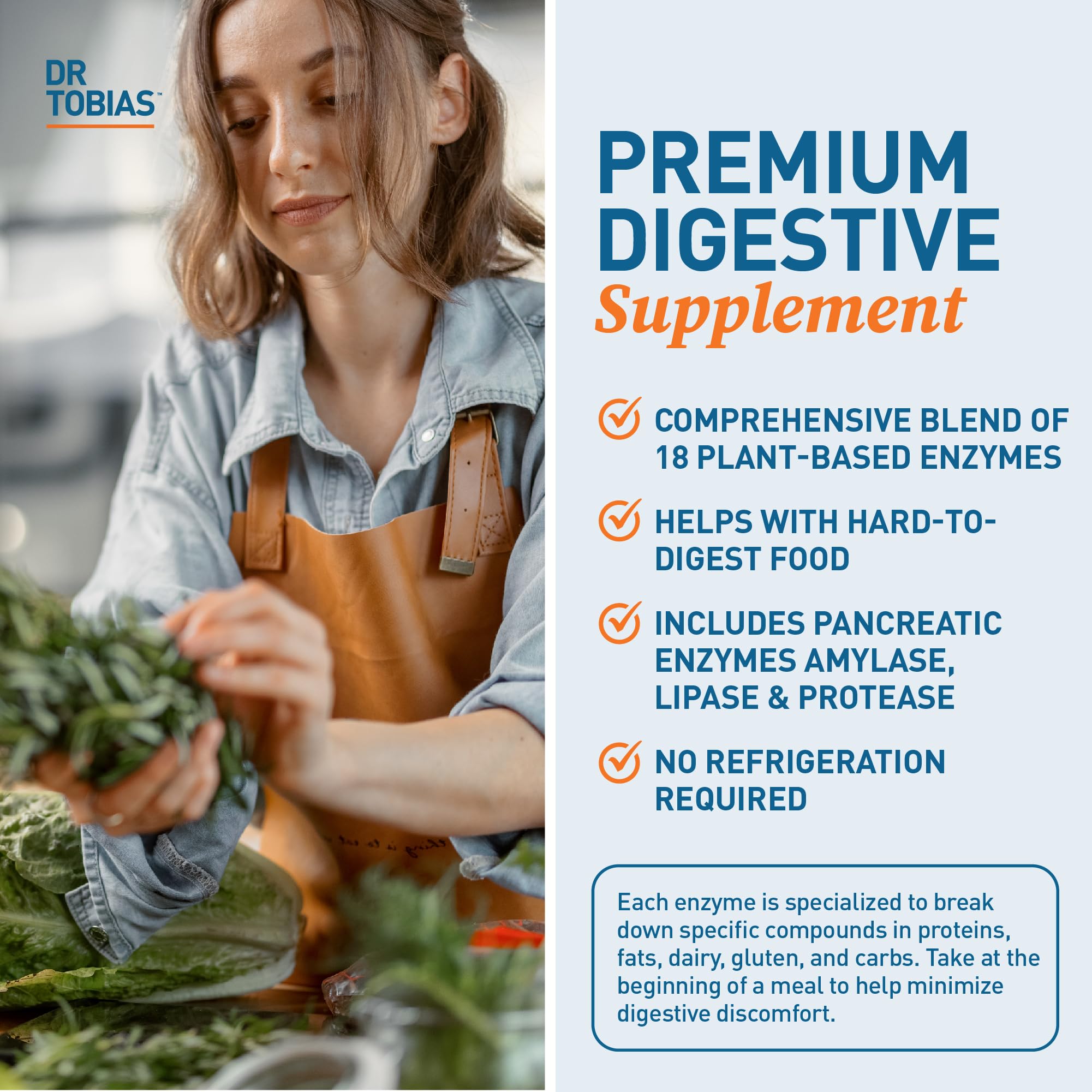 Dr. Tobias Digestive Enzymes: presentación en caja para almacenamiento cómodo.