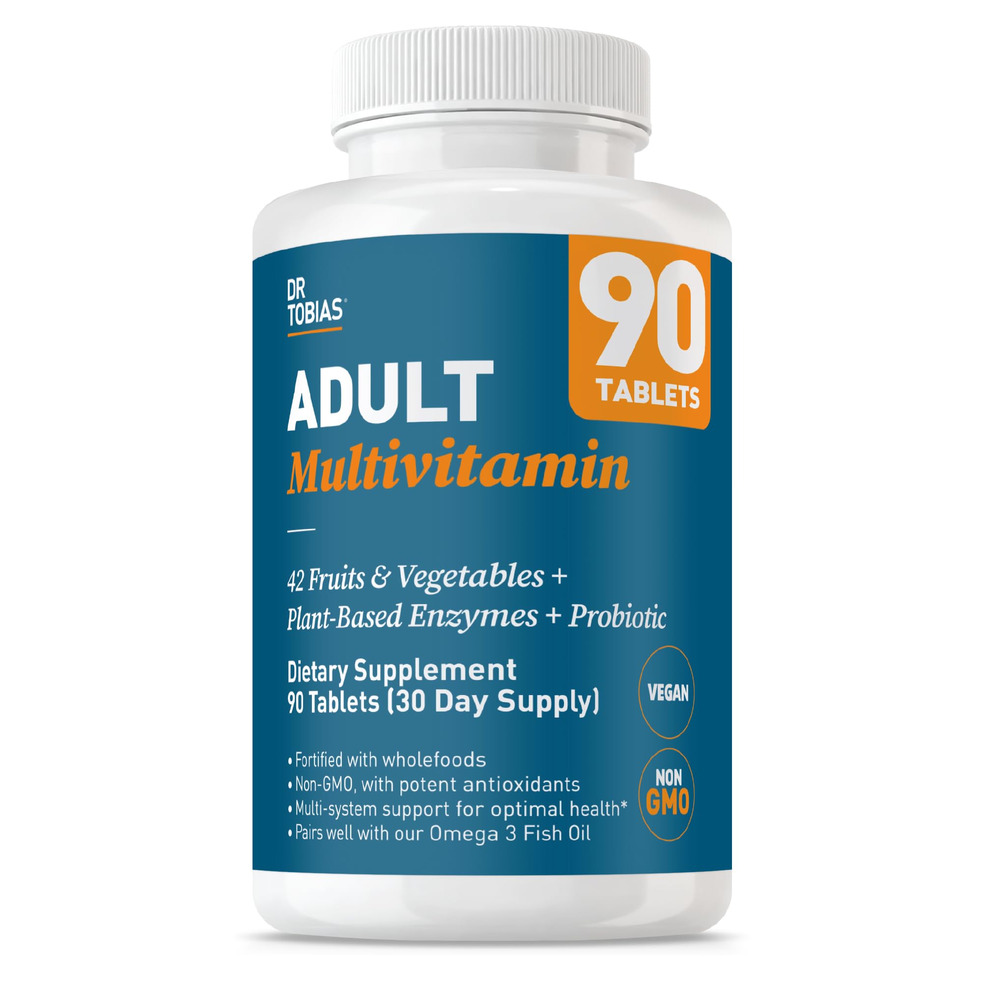 Frasco de Dr. Tobias multivitaminas para adultos, apoyo diario de energía