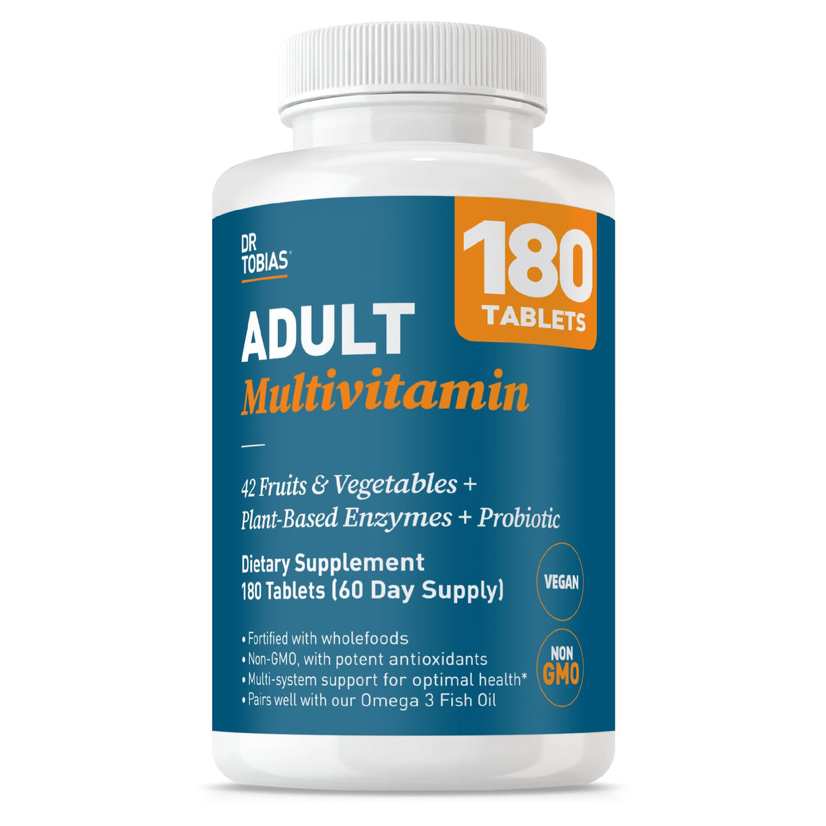 Dr. Tobias multivitaminas: tabletas para apoyo diario de energía y bienestar.
