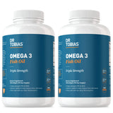 Dr. Tobias Omega 3 en bote de softgels, uso diario para apoyo al corazón.