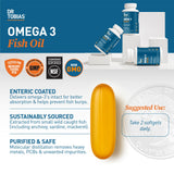 Etiqueta de calidad de Dr. Tobias Omega 3 con información de origen.