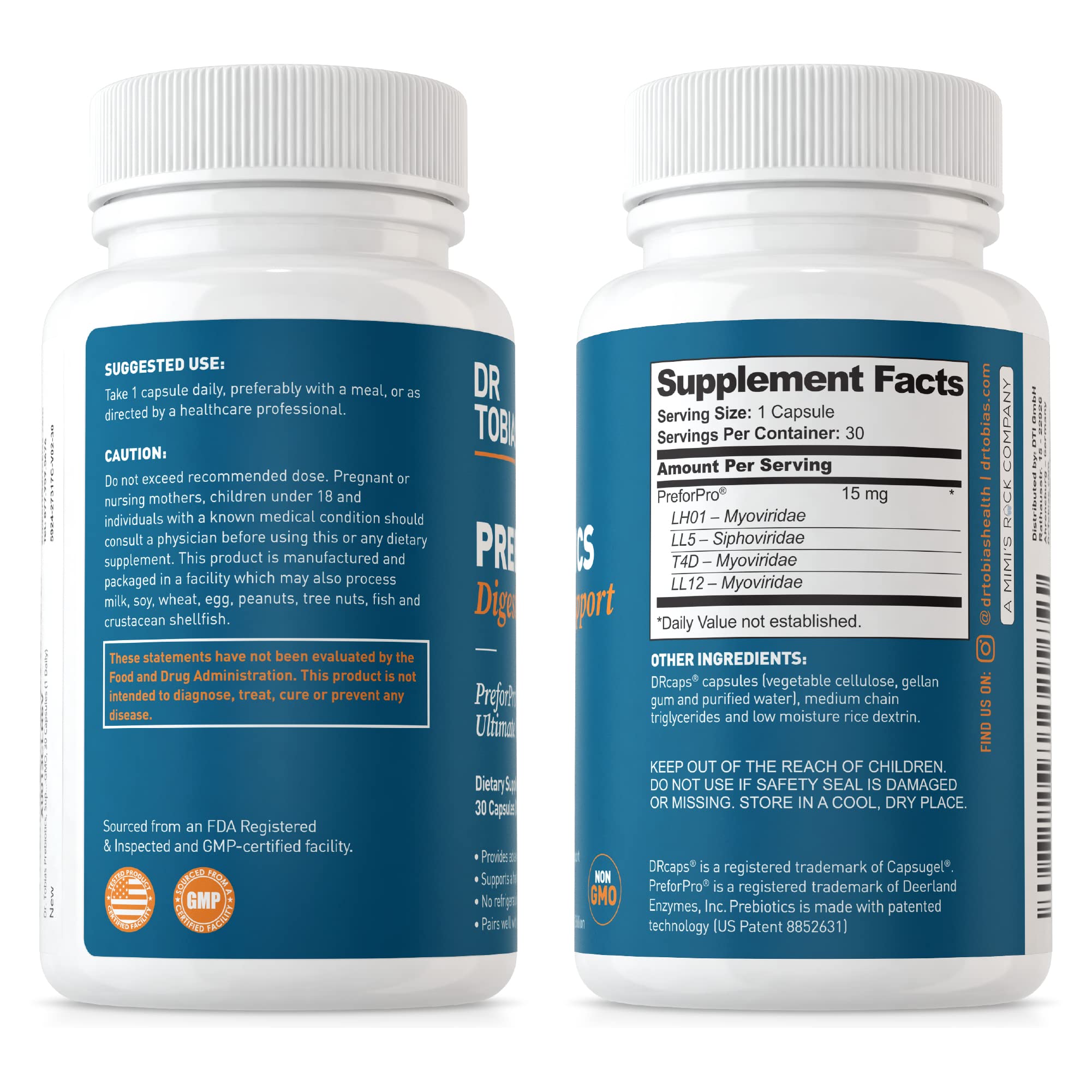Dr. Tobias Prebiotics: ingredientes con PreforPro