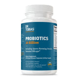 Dr. Tobias Probiotics 30 mil millones, etiqueta de la botella, soporte digestivo estable