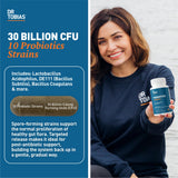 Dr. Tobias Probiotics cápsulas de 30 mil millones, soporte diario de la flora intestinal