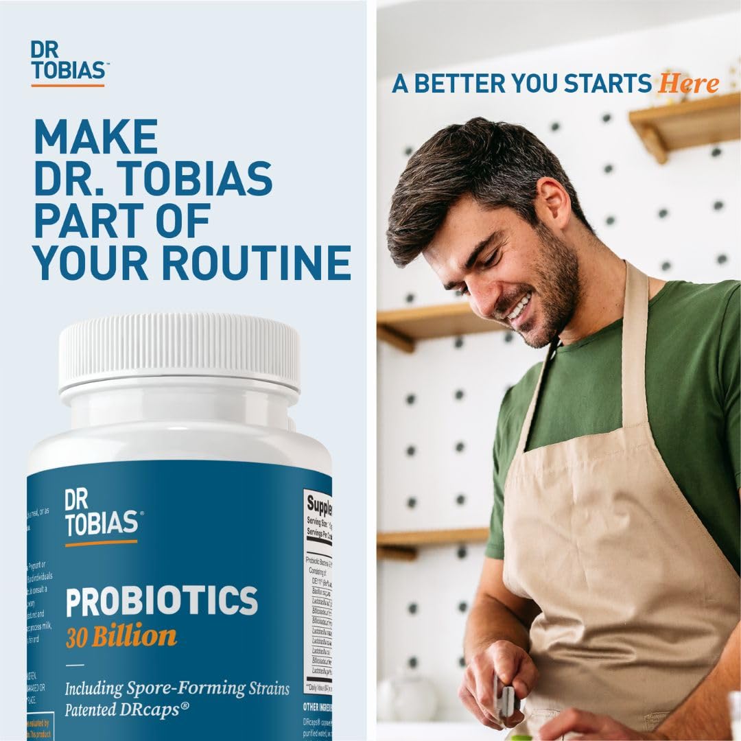 Dr. Tobias Probiotics empaque y cápsulas, experiencia de uso positiva