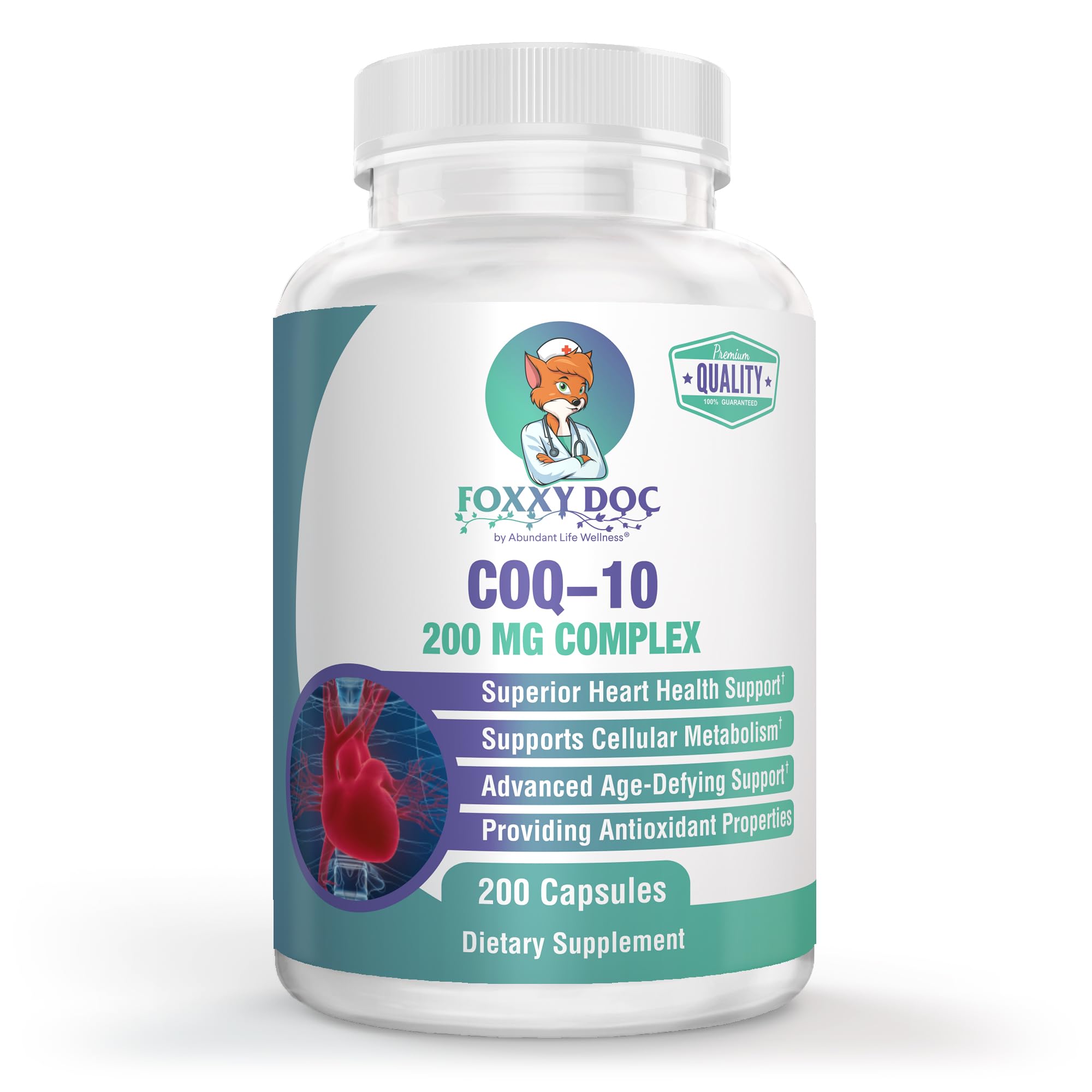 Dr. Valerie Nelson CoQ10 cápsulas de 200 mg para energía diaria.