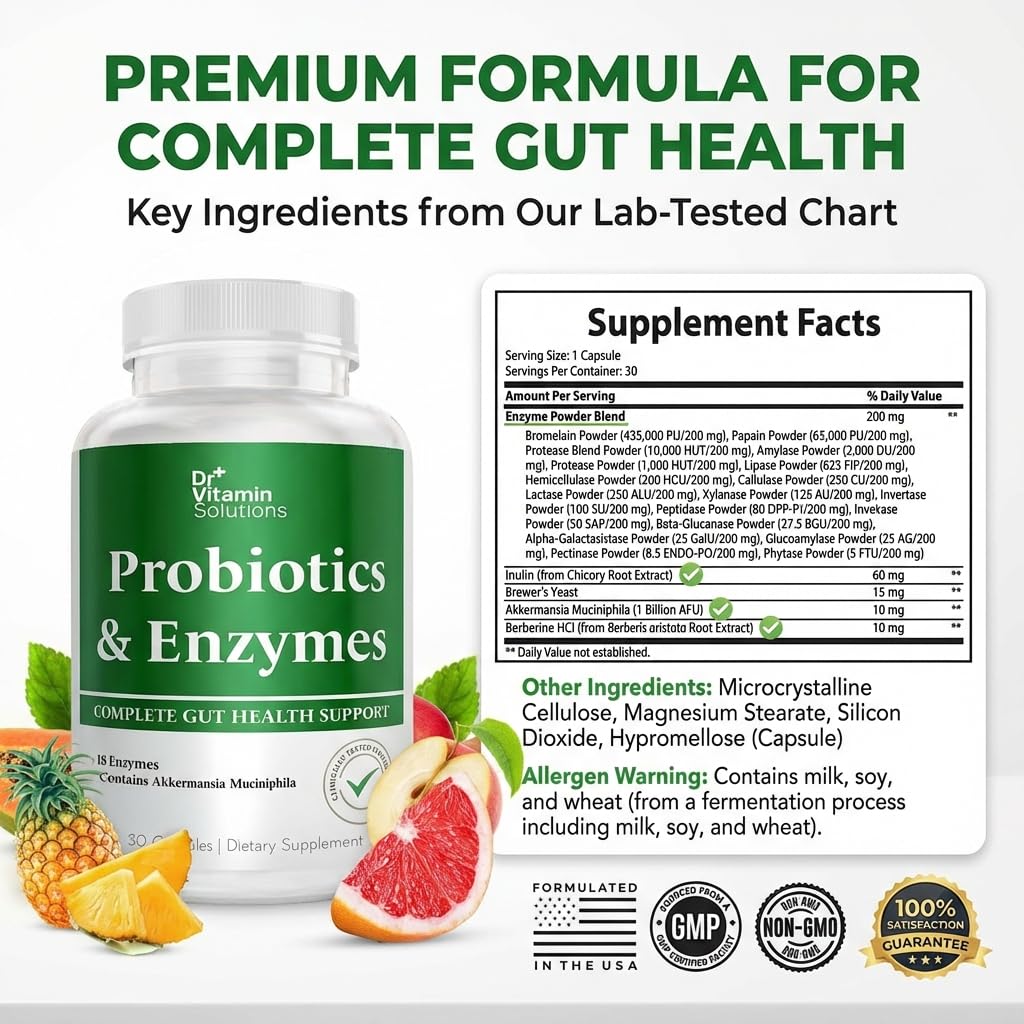 DR VITAMIN SOLUTIONS Enzimas digestivas multi-mezcla para descomponer proteínas y grasas