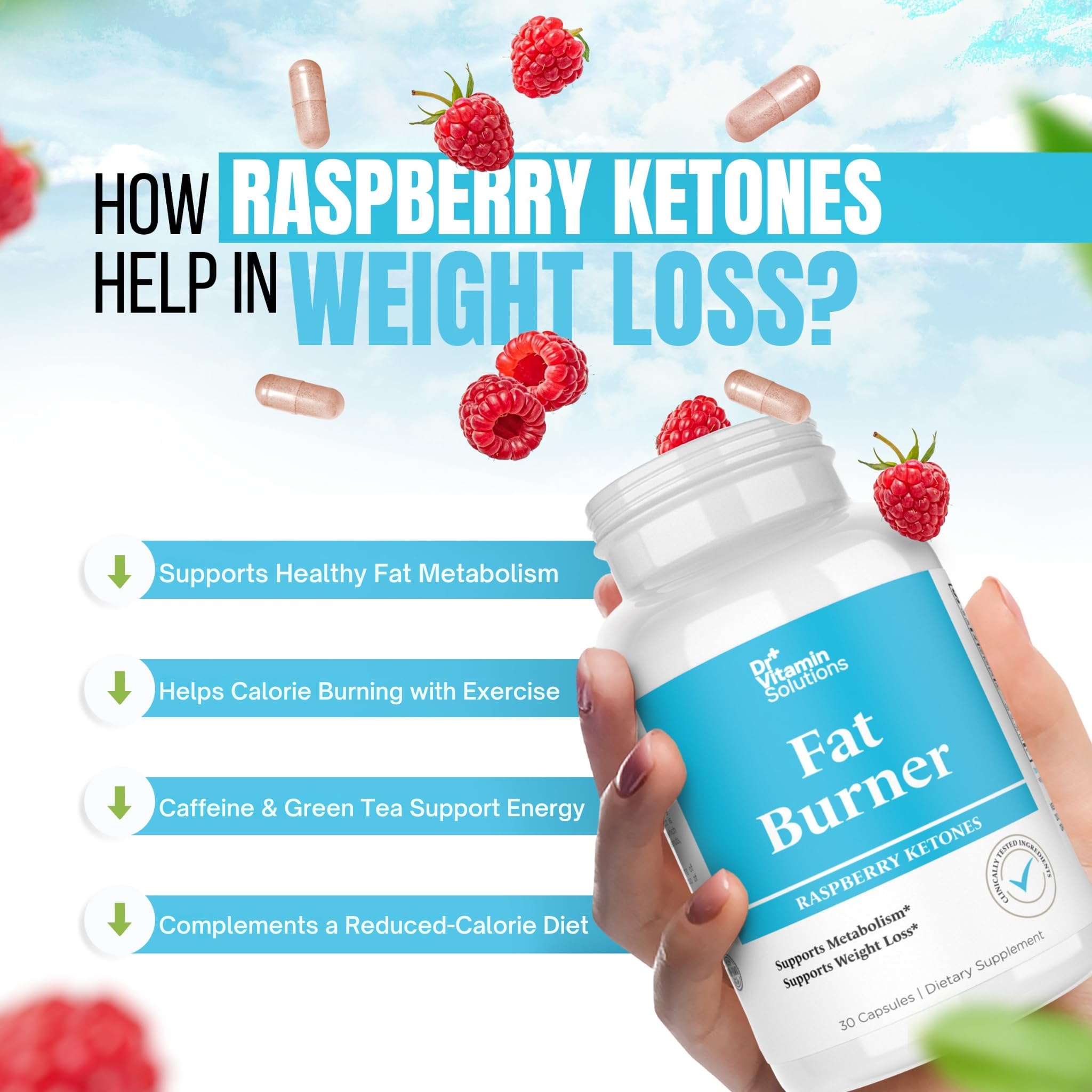 DR VITAMIN SOLUTIONS Fat Burner — algas kelp, fuente natural de yodo para metabolismo.