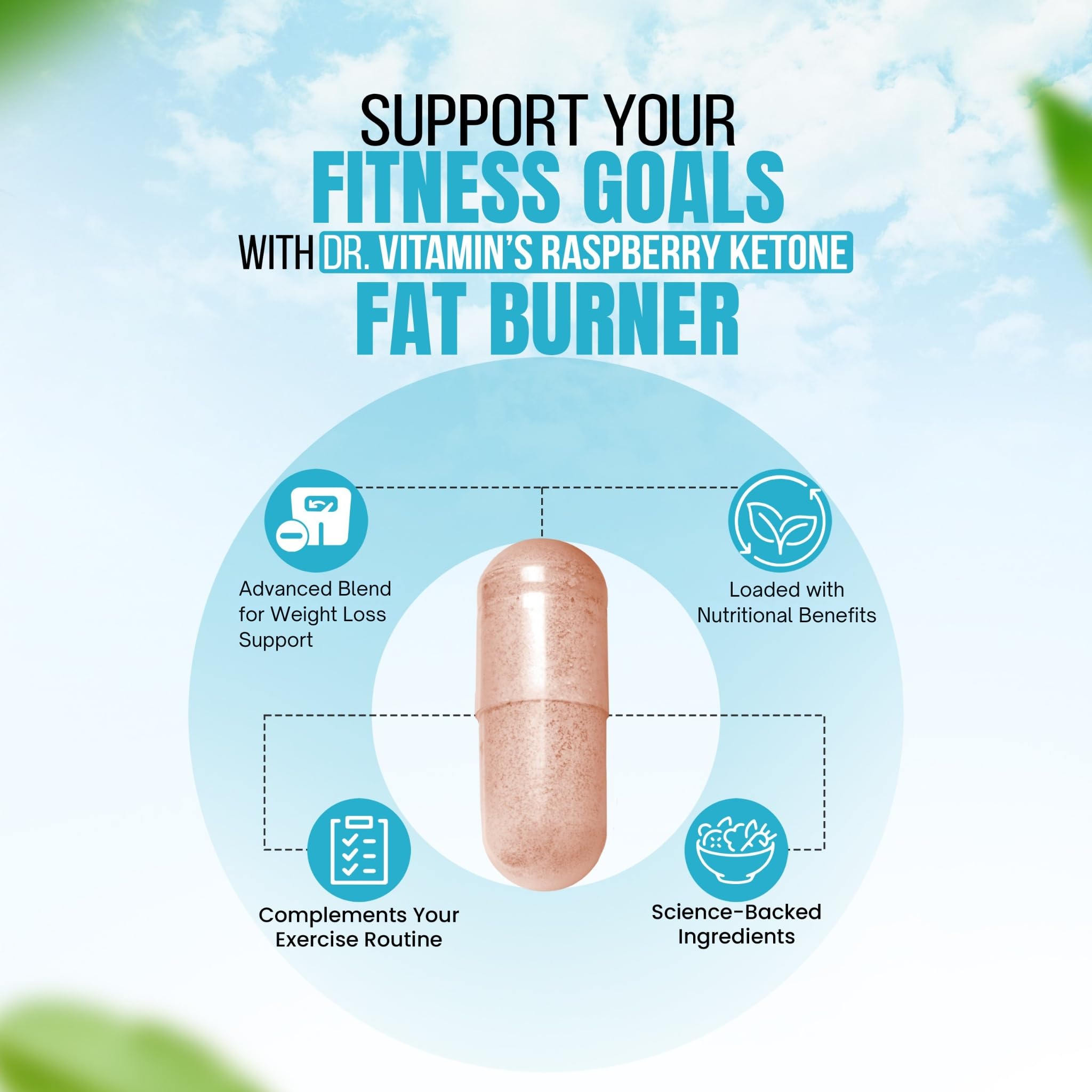 DR VITAMIN SOLUTIONS Fat Burner — té verde con cafeína, energía suave para la mañana.