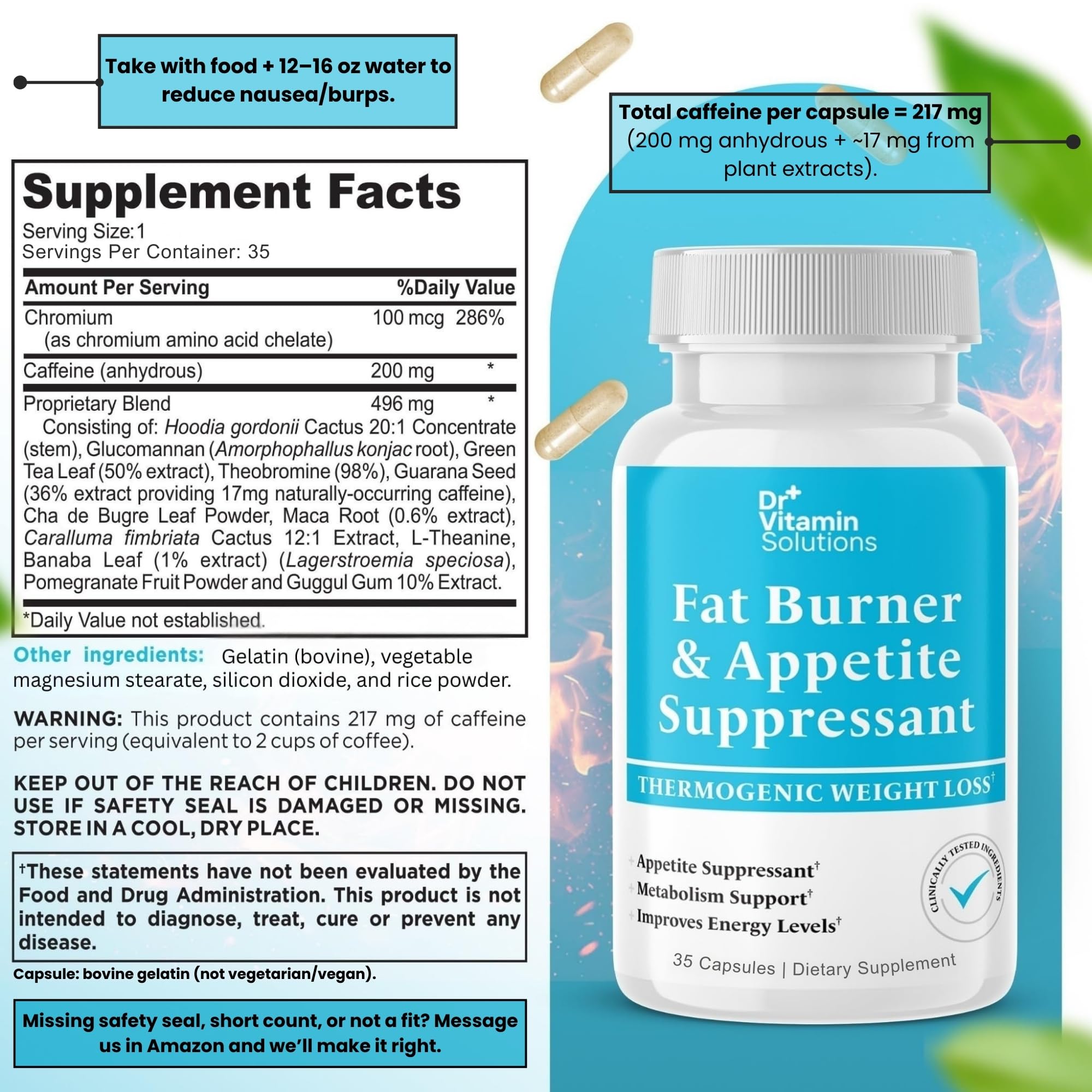 DR VITAMIN SOLUTIONS tabletas supresoras del hambre para control de porciones