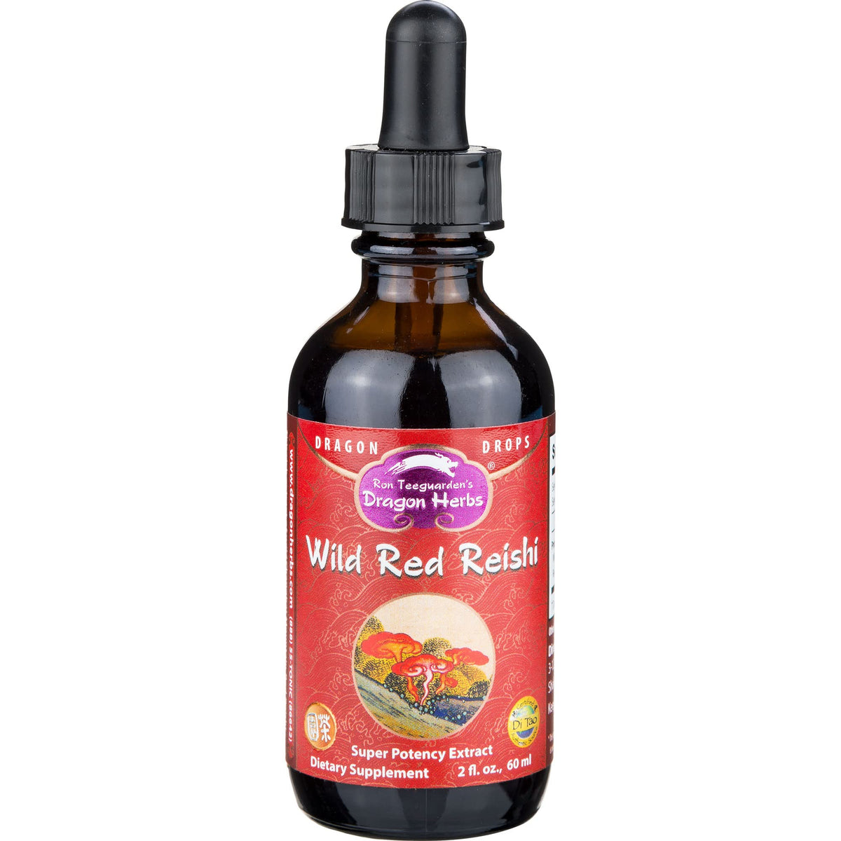 Dragon Herbs Wild Red Reishi Drops, frasco de 2 oz, apoyo al bienestar general.
