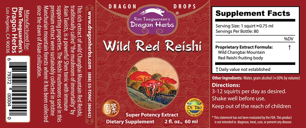 Dragon Herbs Reishi Drops, gotero, facilita integrarlo a la rutina diaria.