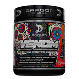 Venom de Dragon Pharma en frasco, potencia extrema para entrenamientos intensos.