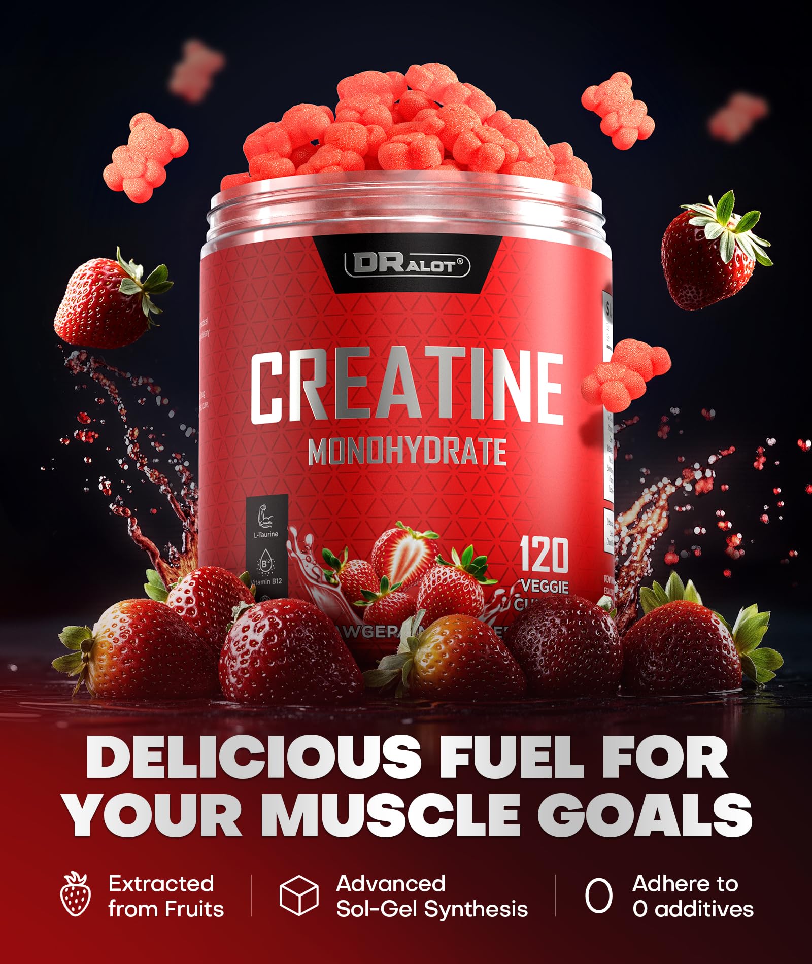 Dralot Creatina Monohidrato gominolas para llevar y entrenar sin complicaciones