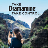 Dramamine, estantería de farmacia, disponibilidad para viajeros.