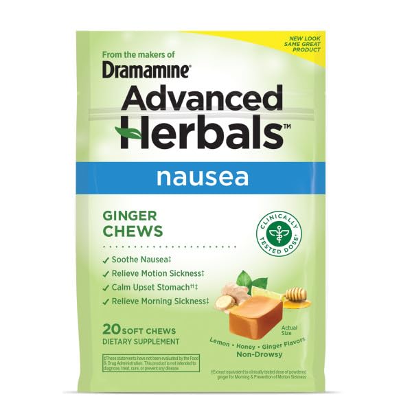 Dramamine dosis clínicamente probada de jengibre para náuseas.