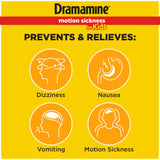 Envase de 8 tabletas Dramamine para niños, dosis precisa