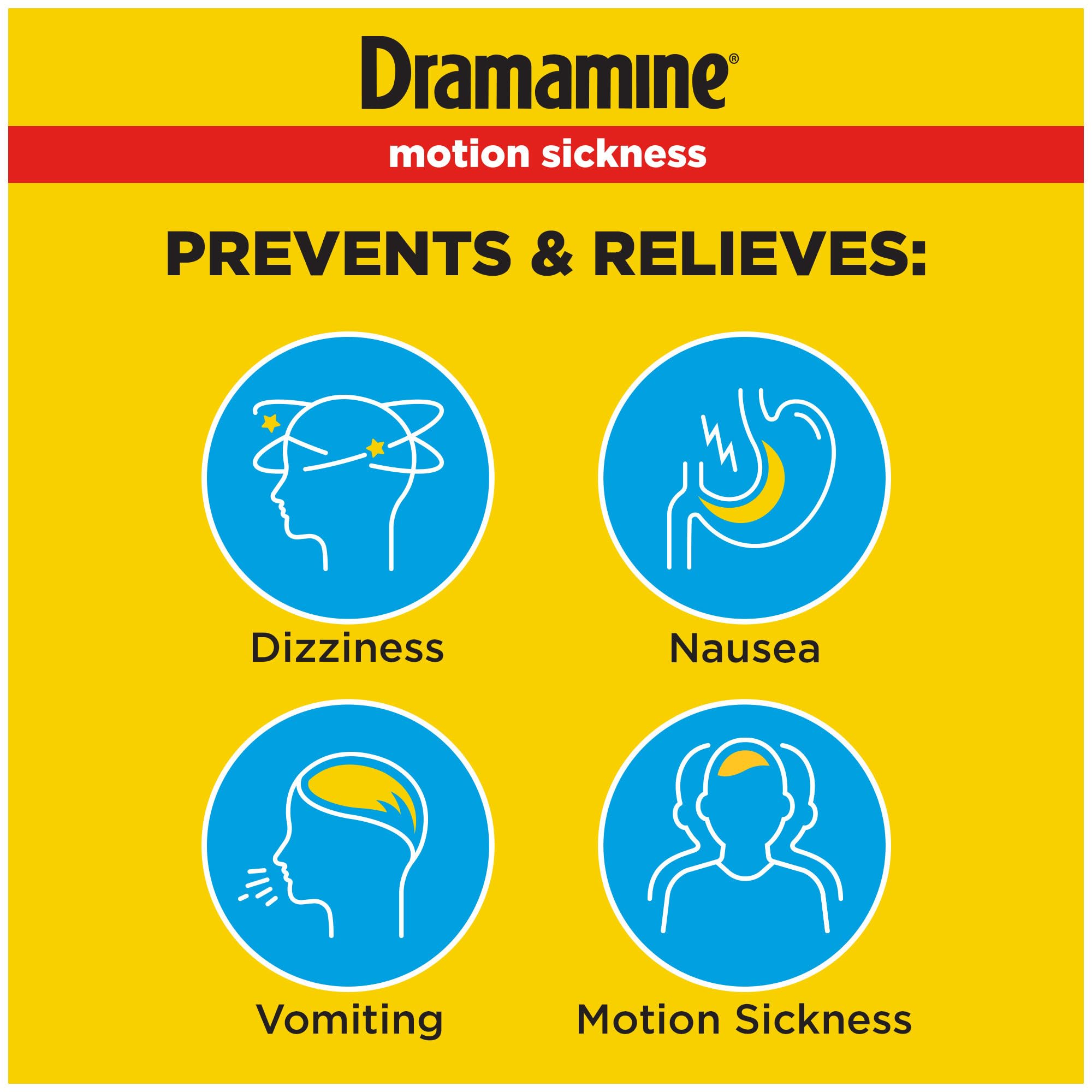 Dramamine Original Formula: vial de viaje seguro con 12 tabletas.
