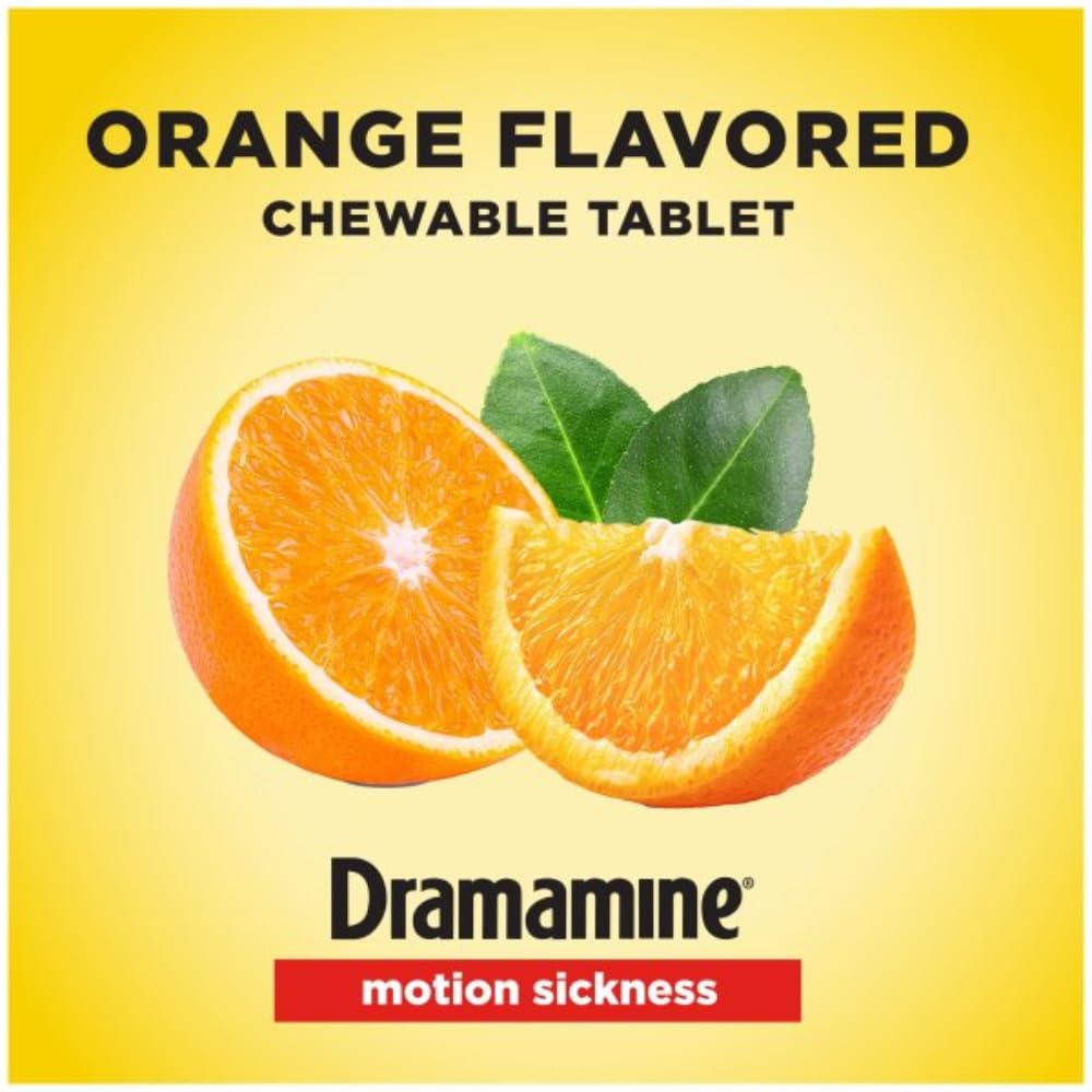 Dramamine tabletas masticables en uso durante el viaje.