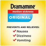 Dramamine útil en coche, barco o avión para viajes más cómodos.
