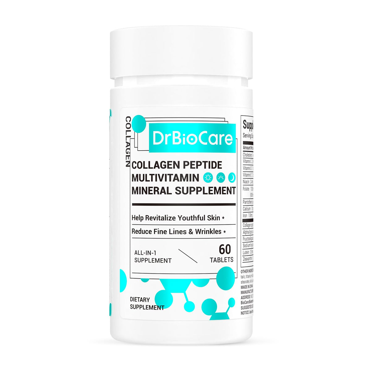 DrBioCare Colágeno para Mujeres en tabletas, favorece hidratación de la piel.