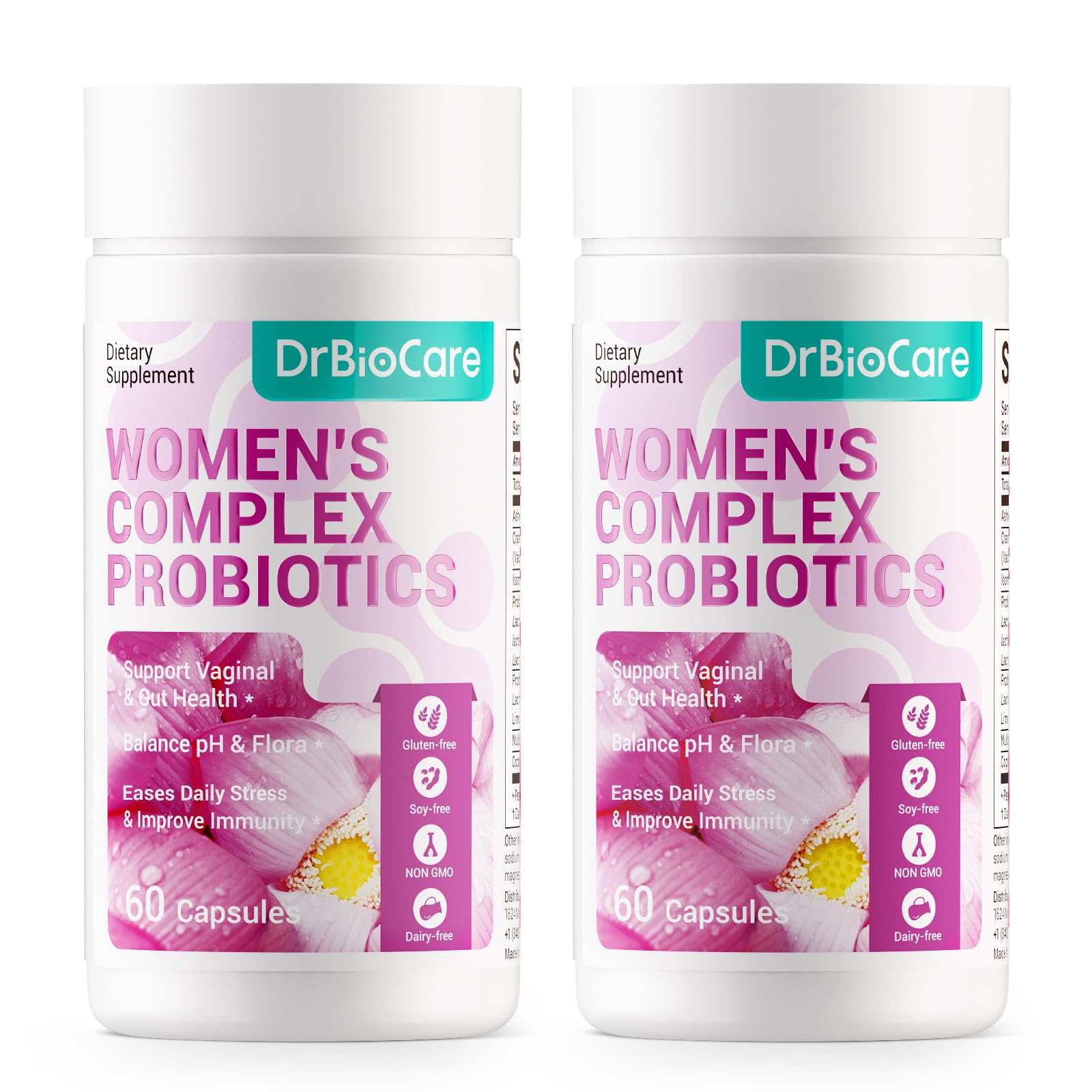 DrBioCare frasco de probióticos para mujer, ideal para apoyo digestivo diario