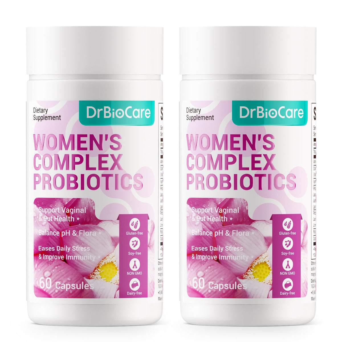 DrBioCare frasco de probióticos para mujer, ideal para apoyo digestivo diario