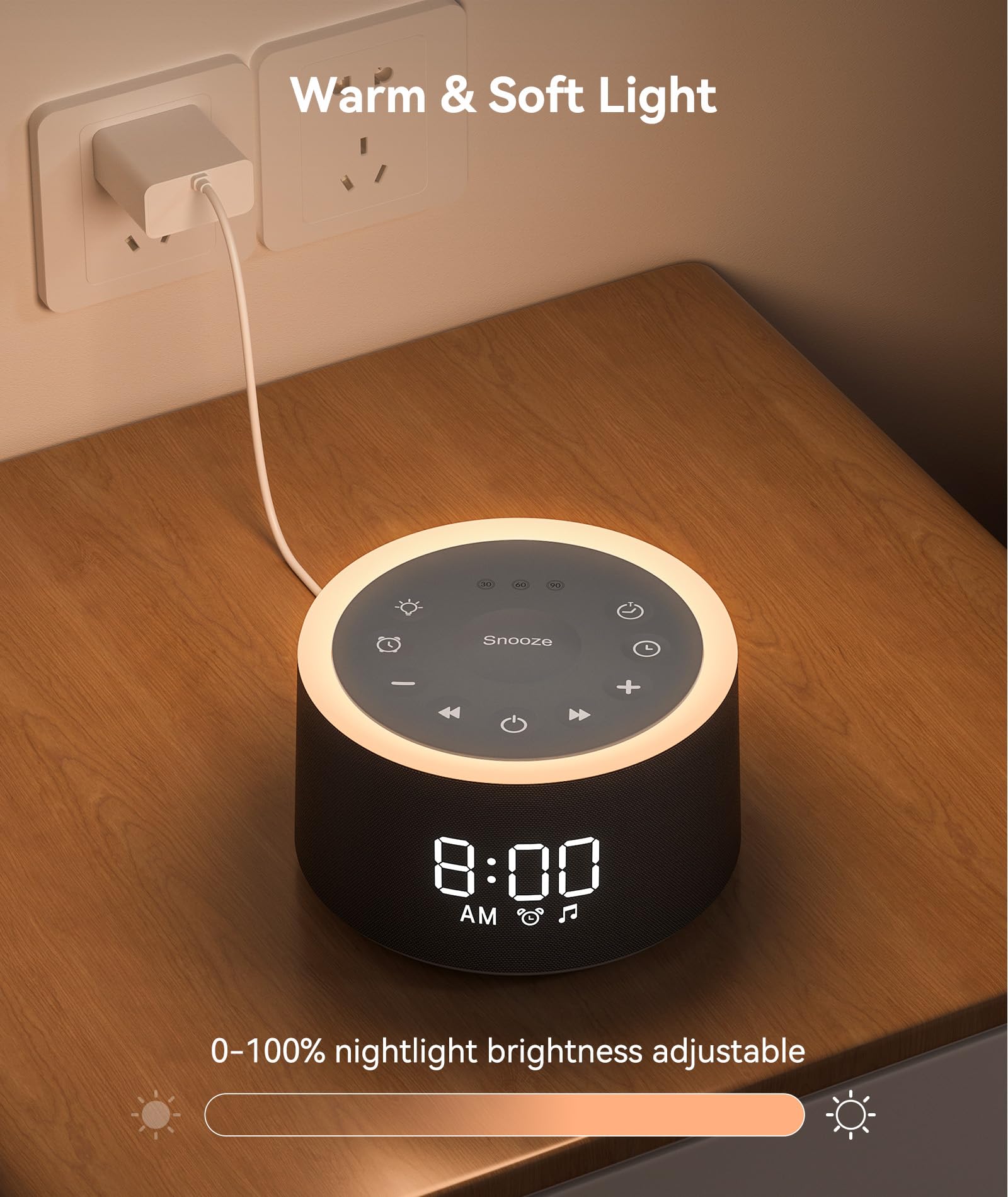Dreamegg D1+ despertar suave con repetición de 9 minutos.