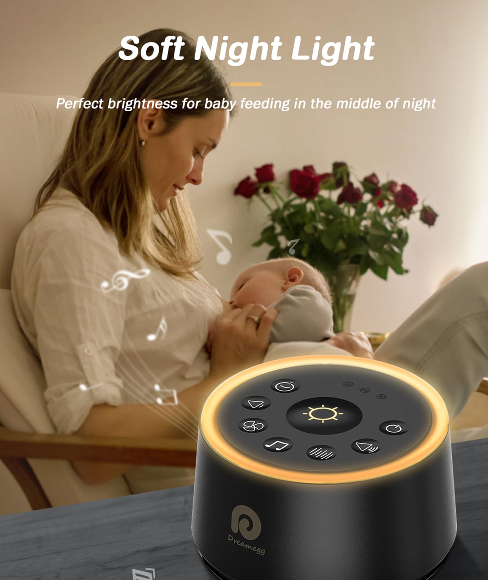 Dreamegg modo continuo y temporizador para control total del sueño.