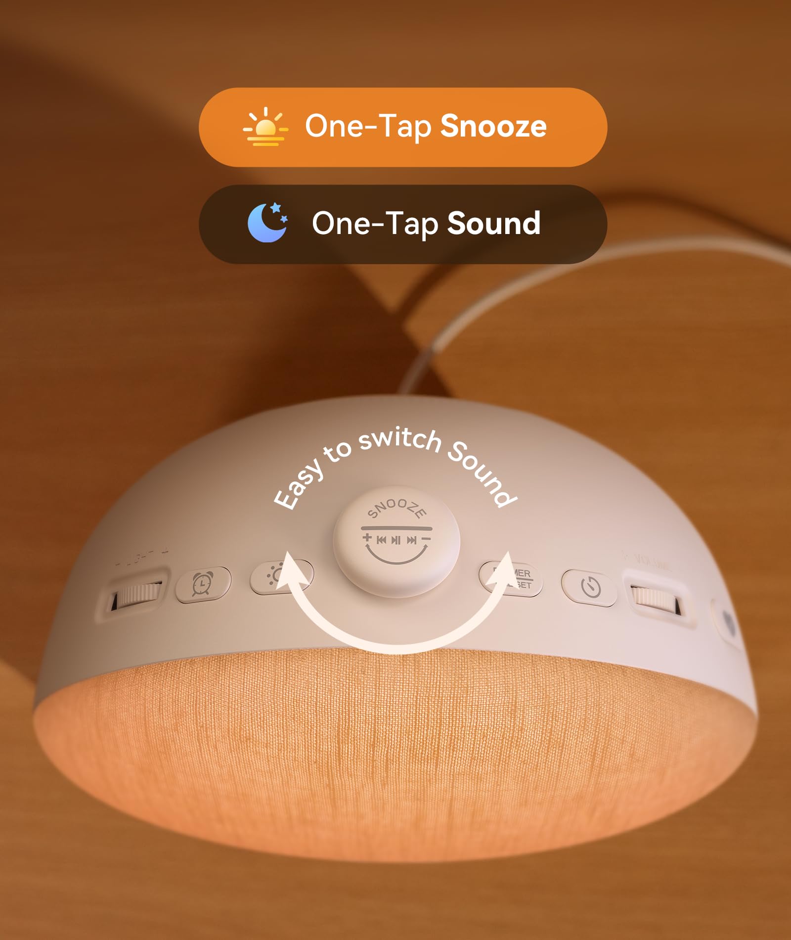 Dreamegg Sunrise 2 control de brillo de pantalla para un dormitorio sereno.