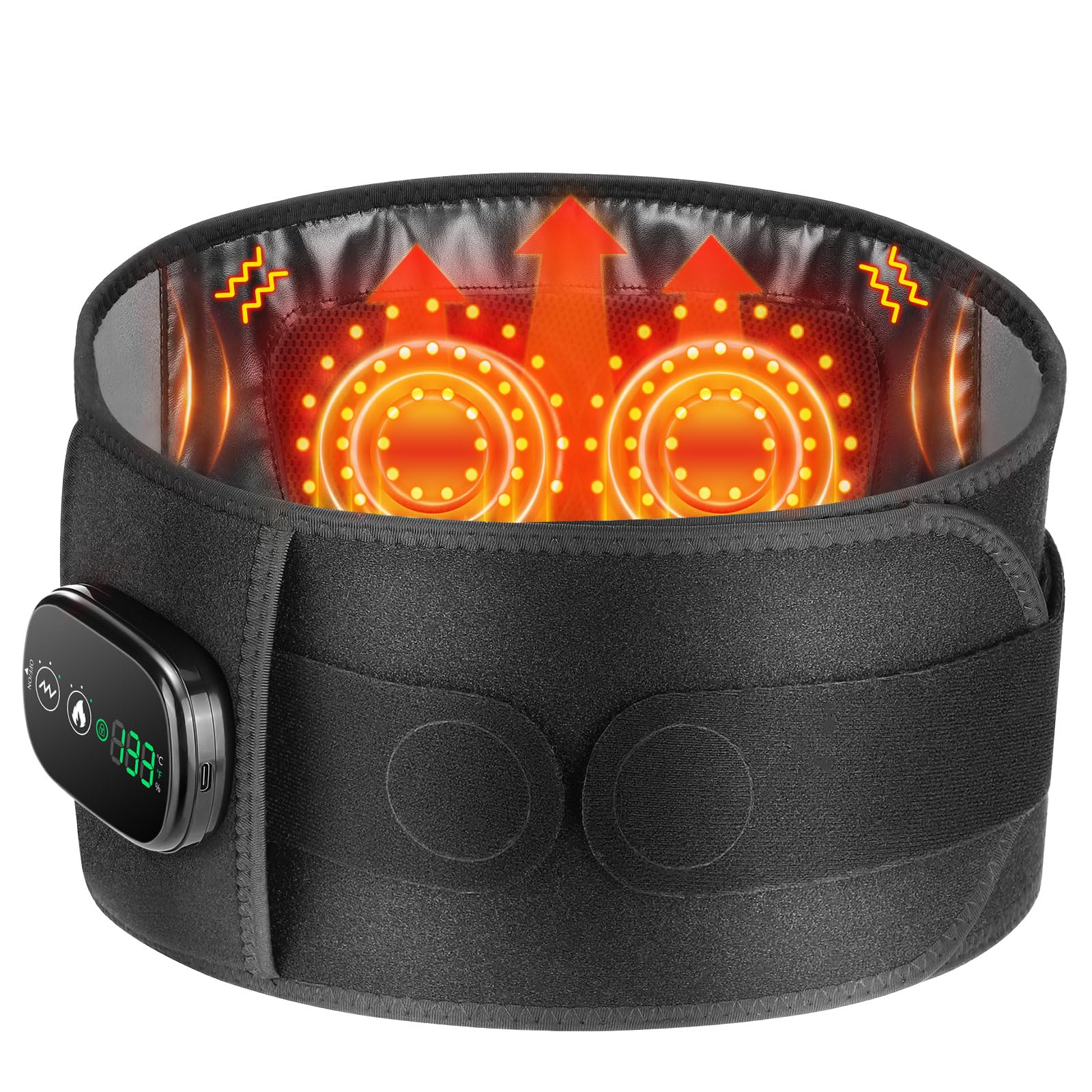 dreamsome cinturon calentador lumbar, calor suave para apoyar la espalda baja durante la jornada